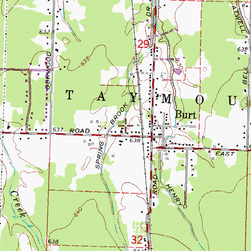 Topographic Map of Burt, MI