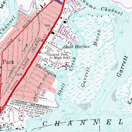Topographic Map of Barnum Island, NY