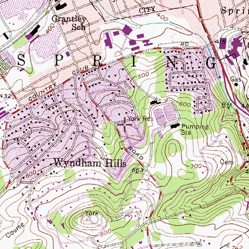 Topographic Map of Grantley, PA