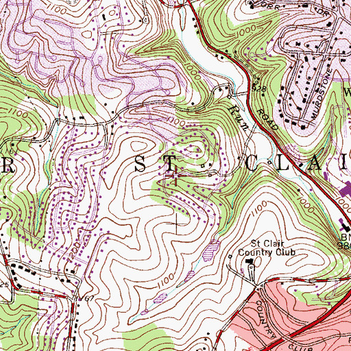 Topographic Map of Upper Saint Clair, PA