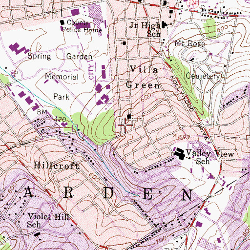 Topographic Map of Valley View, PA