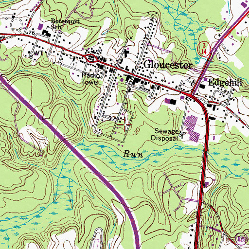 Topographic Map of Gloucester Courthouse, VA