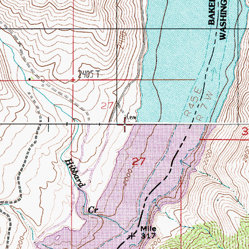 Topographic Map of Hibbard Creek Cemetery, OR