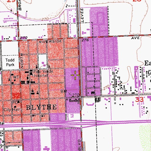 Topographic Map of Ruth Brown Elementary School, CA