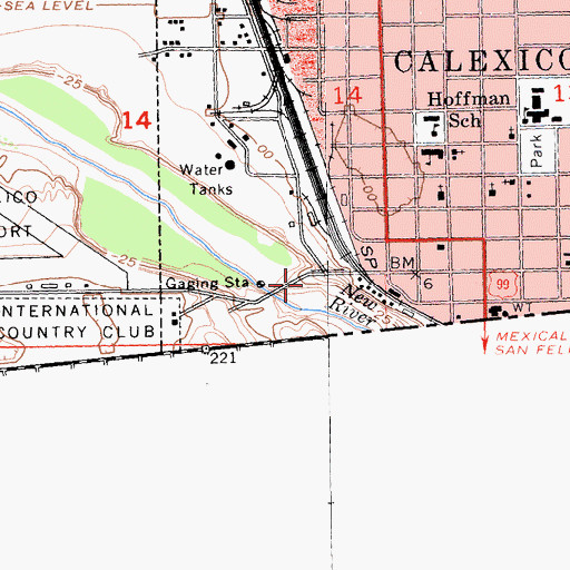 Topographic Map of Calexico Mall Shopping Center, CA