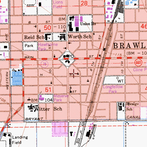 Topographic Map of Brawley Foursquare Gospel Church, CA