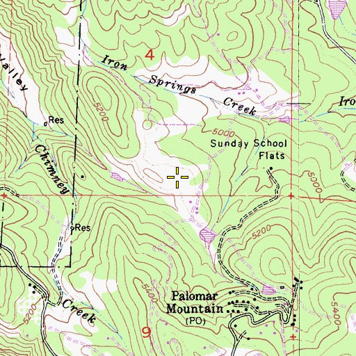 Topographic Map of Chimney Flats, CA