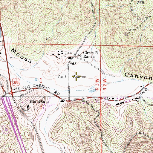 Topographic Map of Circle R Golf Resort, CA