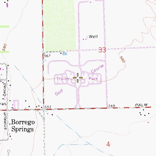 Topographic Map of Borrego Roadrunner Country Club, CA