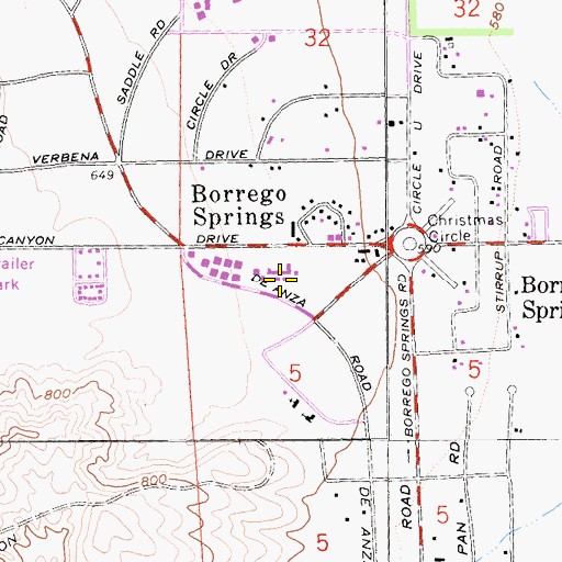 Topographic Map of The Mall Shopping Center, CA
