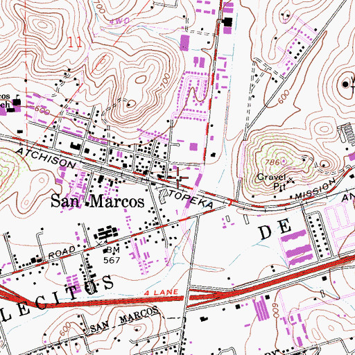 Topographic Map of San Marcos Chamber of Commerce, CA