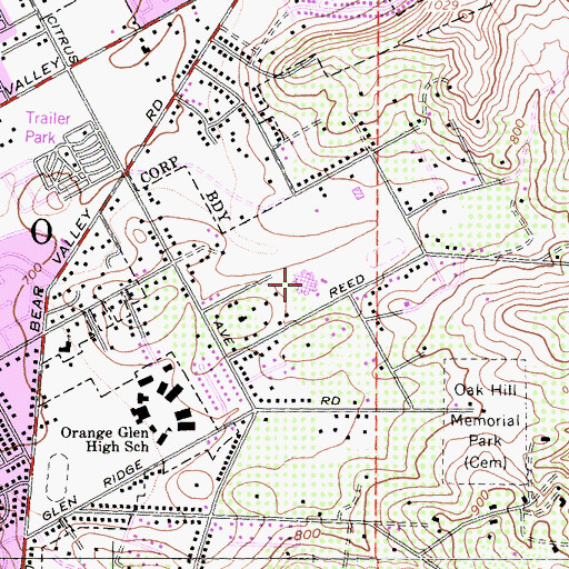 Topographic Map of Hidden Valley Middle School, CA