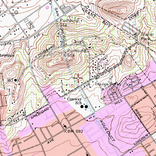Topographic Map of Conway City Park, CA