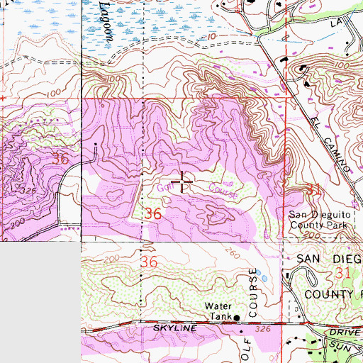 Topographic Map of Lomas Santa Fe Executive Golf Course, CA