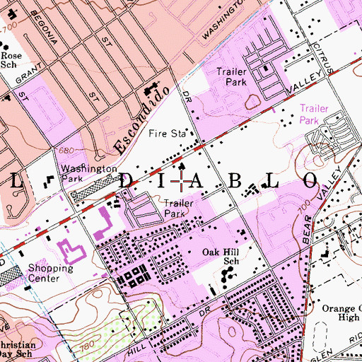 Topographic Map of Palomar Community College, CA