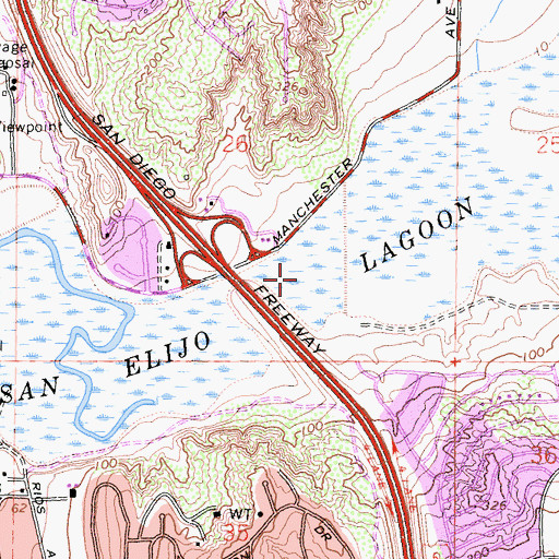 Topographic Map of San Eligo Lagoon County Park and Ecological Reserve, CA