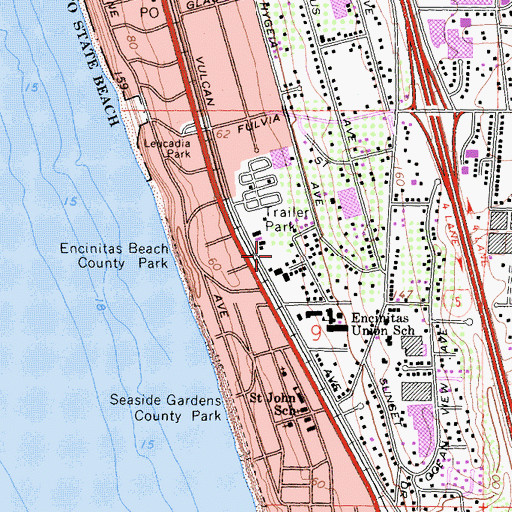 Topographic Map of Sea Aire Mobile Home Park, CA