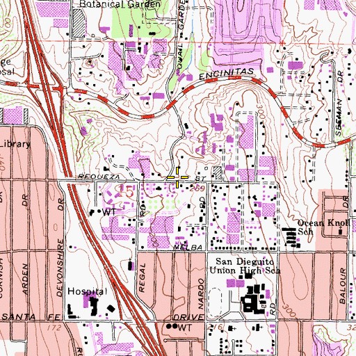 Topographic Map of Sunset High School, CA