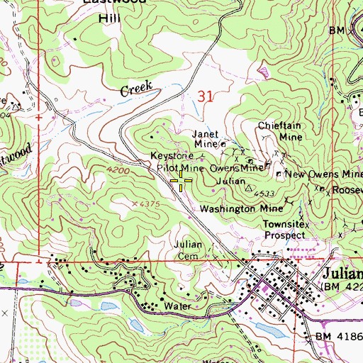 Topographic Map of Frank Lane Park, CA