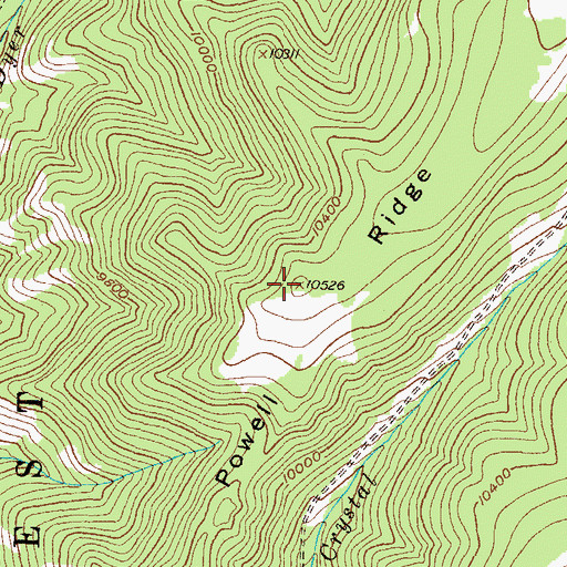 Topographic Map of Powell Ridge, CO