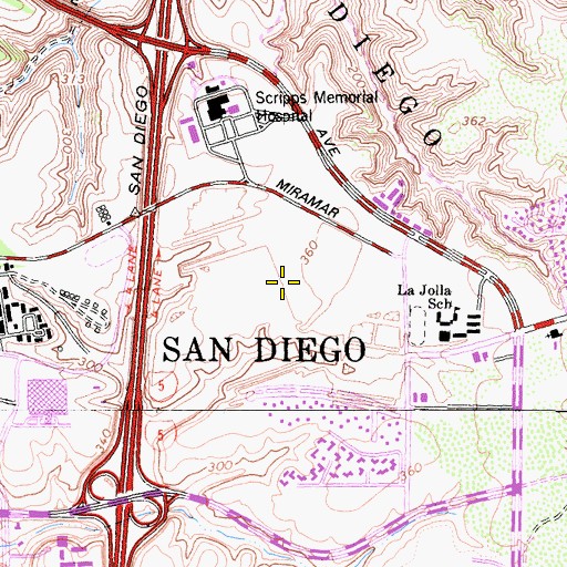 Topographic Map of University of California San Diego Medical Center, CA