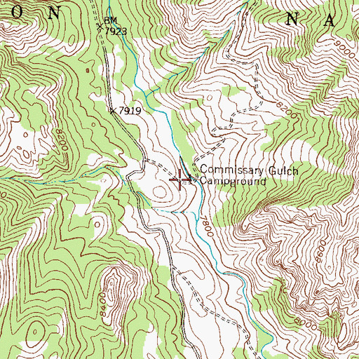 Topographic Map of Commissary Gulch Campground, CO
