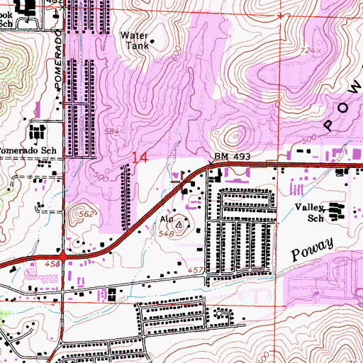 Topographic Map of Poway Chamber of Commerce, CA