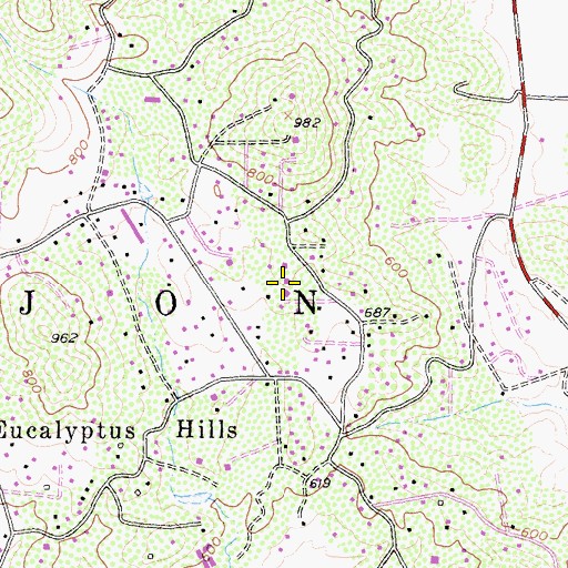 Topographic Map of Eucalyptus Hills Elementary School, CA