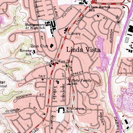 Topographic Map of Linda Vista Presbyterian Church, CA