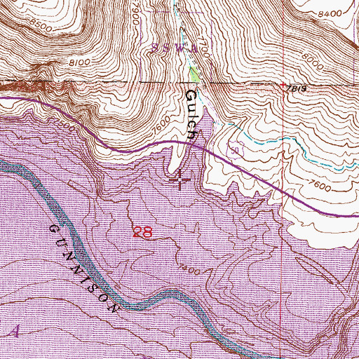 Topographic Map of Dry Gulch, CO