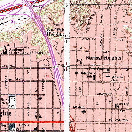 Topographic Map of San Diego Mennonite Church, CA