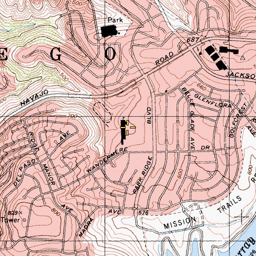 Topographic Map of Henry Senior High School, CA