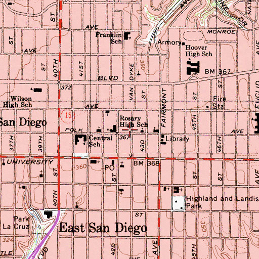 Topographic Map of Sacred Heart Catholic Church, CA