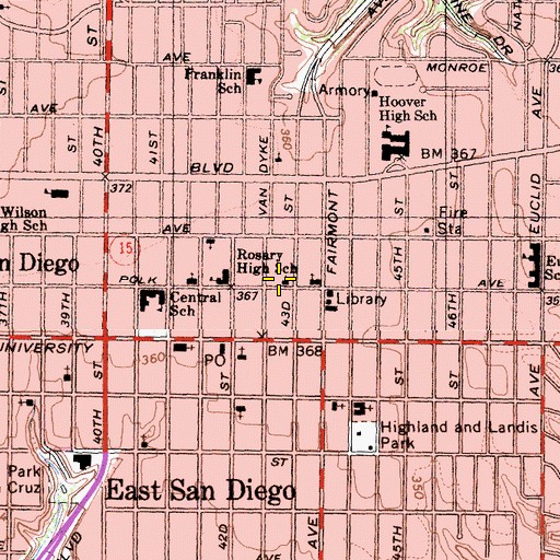 Topographic Map of Sacred Heart Catholic Church, CA