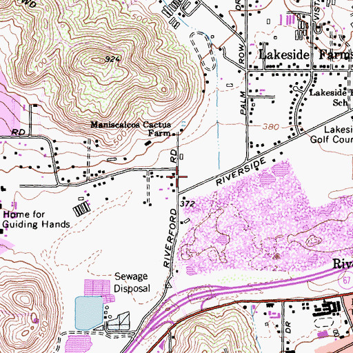 Topographic Map of River Shopping Center, CA