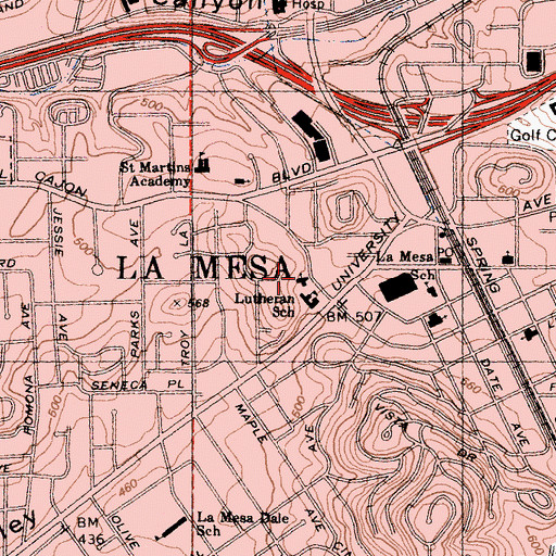 Topographic Map of Christ Lutheran Church, CA