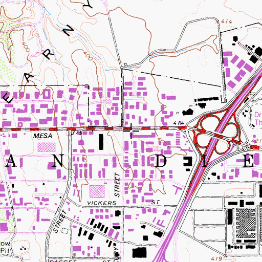 Topographic Map of Kearney Village Shopping Center, CA