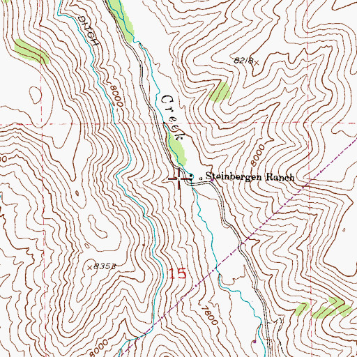 Topographic Map of Steinbergen Ranch, CO