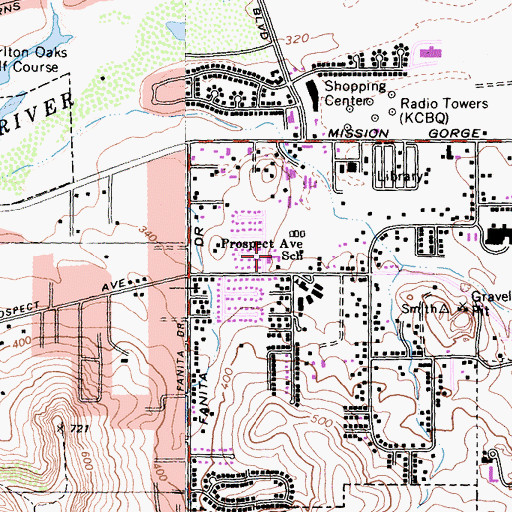 Topographic Map of First Baptist Church of Santee, CA
