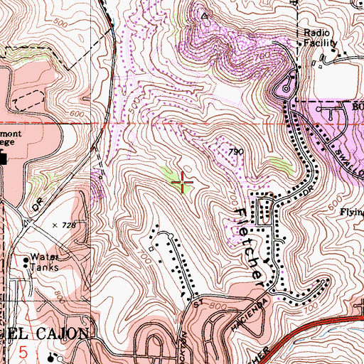 Topographic Map of Fletcher Hills Open Space, CA