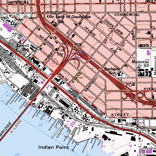 Topographic Map of Barrio Logan, CA