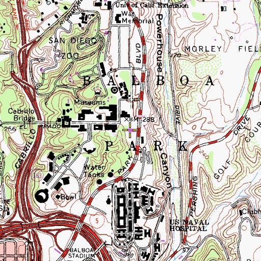Topographic Map of Fleet Space Theater and Science Center, CA
