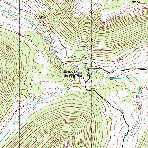 Topographic Map of Bristol View Ranger Station, CO