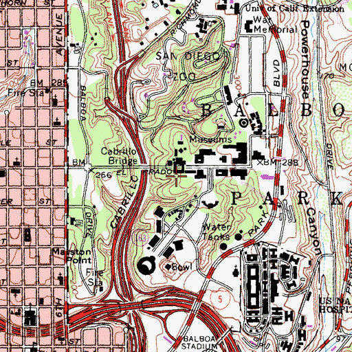 Topographic Map of Alcazar Gardens, CA