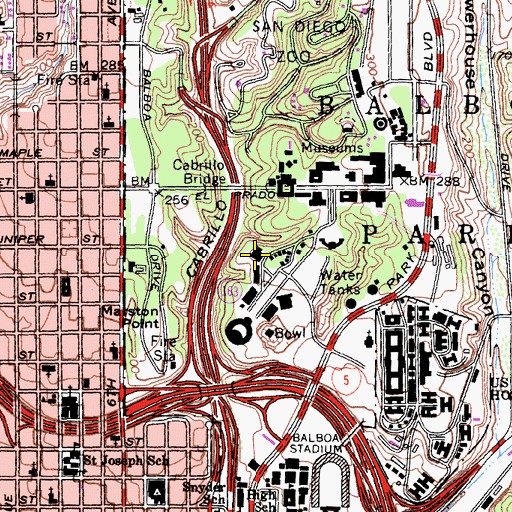 Topographic Map of Balboa Park Club, CA