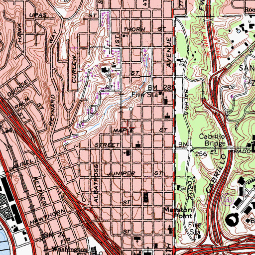 Topographic Map of Beth Israel Park, CA