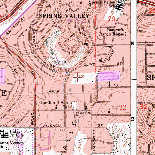 Topographic Map of Lamar County Park, CA
