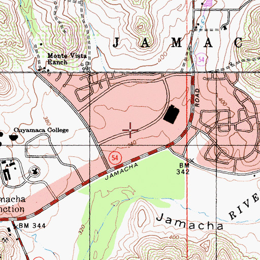 Topographic Map of Rancho San Diego Town and Country Shopping Center, CA