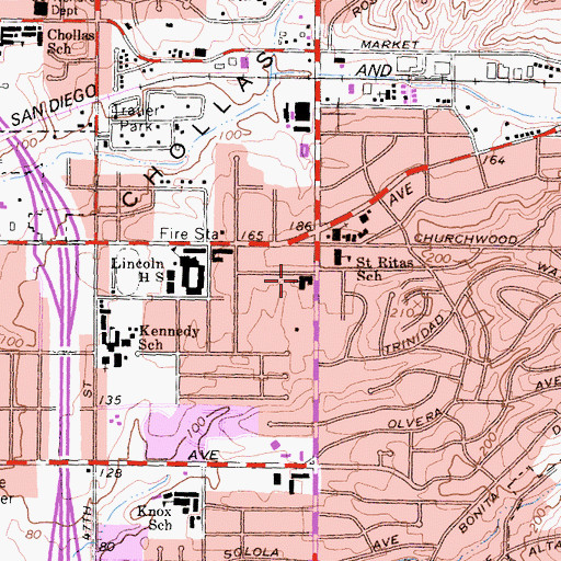 Topographic Map of Southeast Presbyterian Church, CA