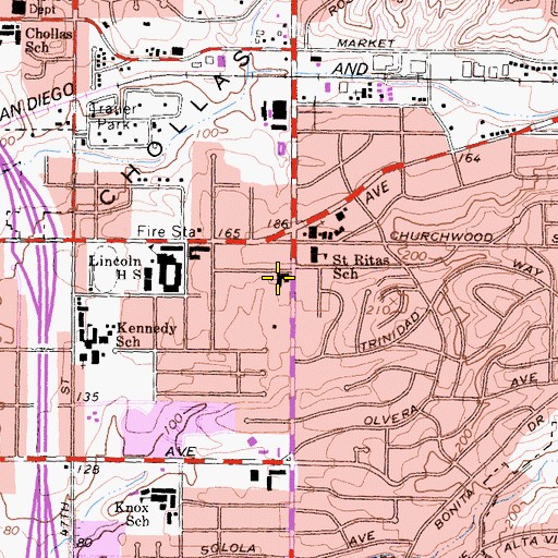 Topographic Map of Southeast Presbyterian Church, CA